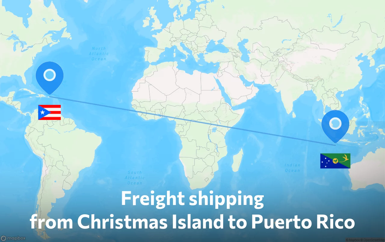 Shipping route from Christmas Island to Puerto Rico