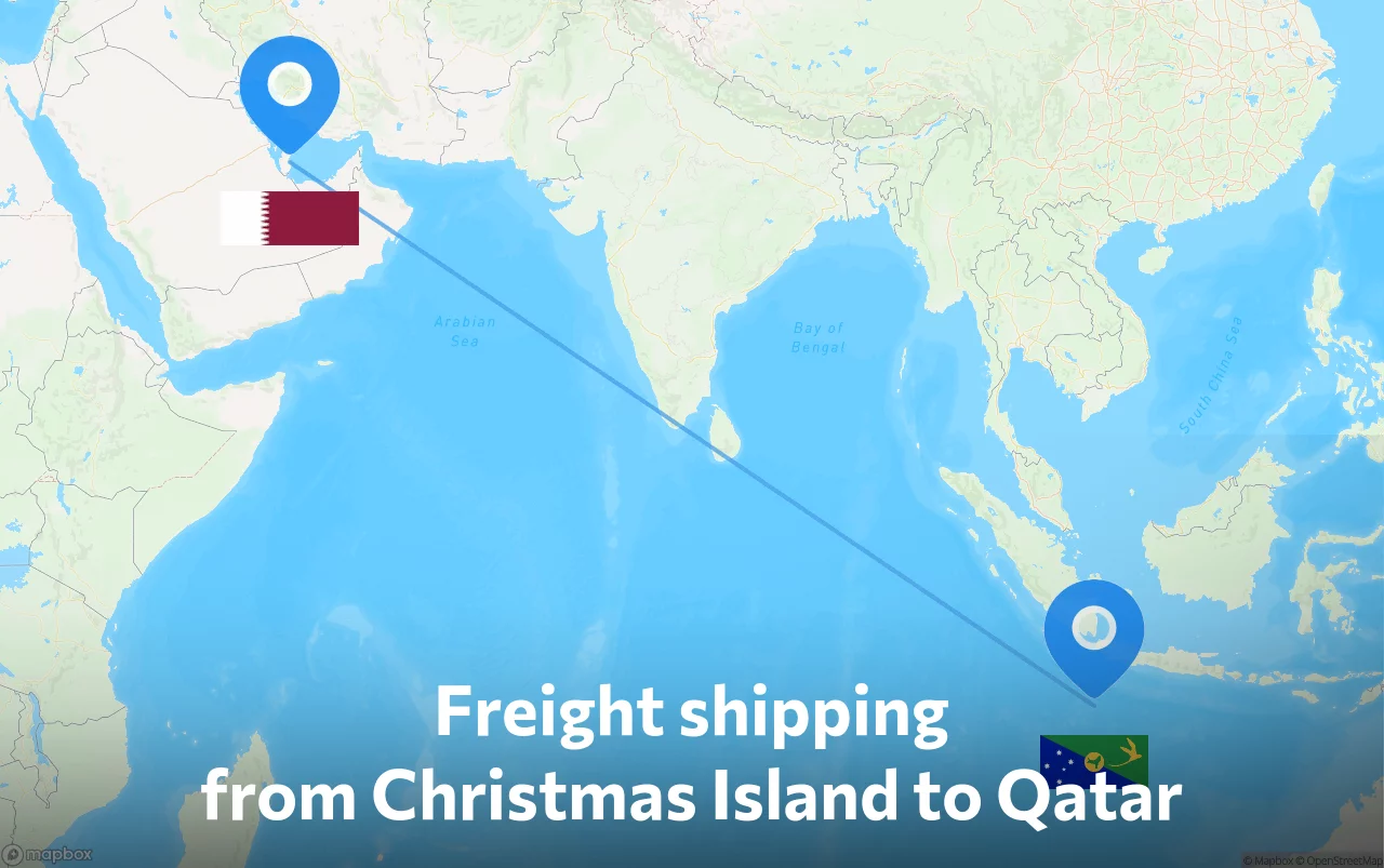 Shipping route from Christmas Island to Qatar