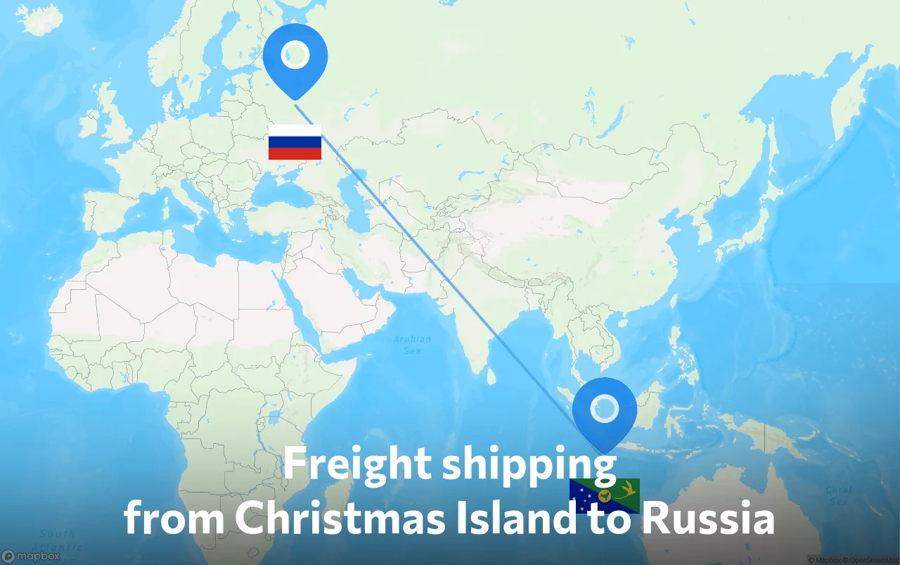 Shipping route from Christmas Island to Russia