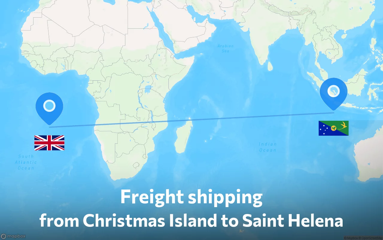 Shipping route from Christmas Island to Saint Helena
