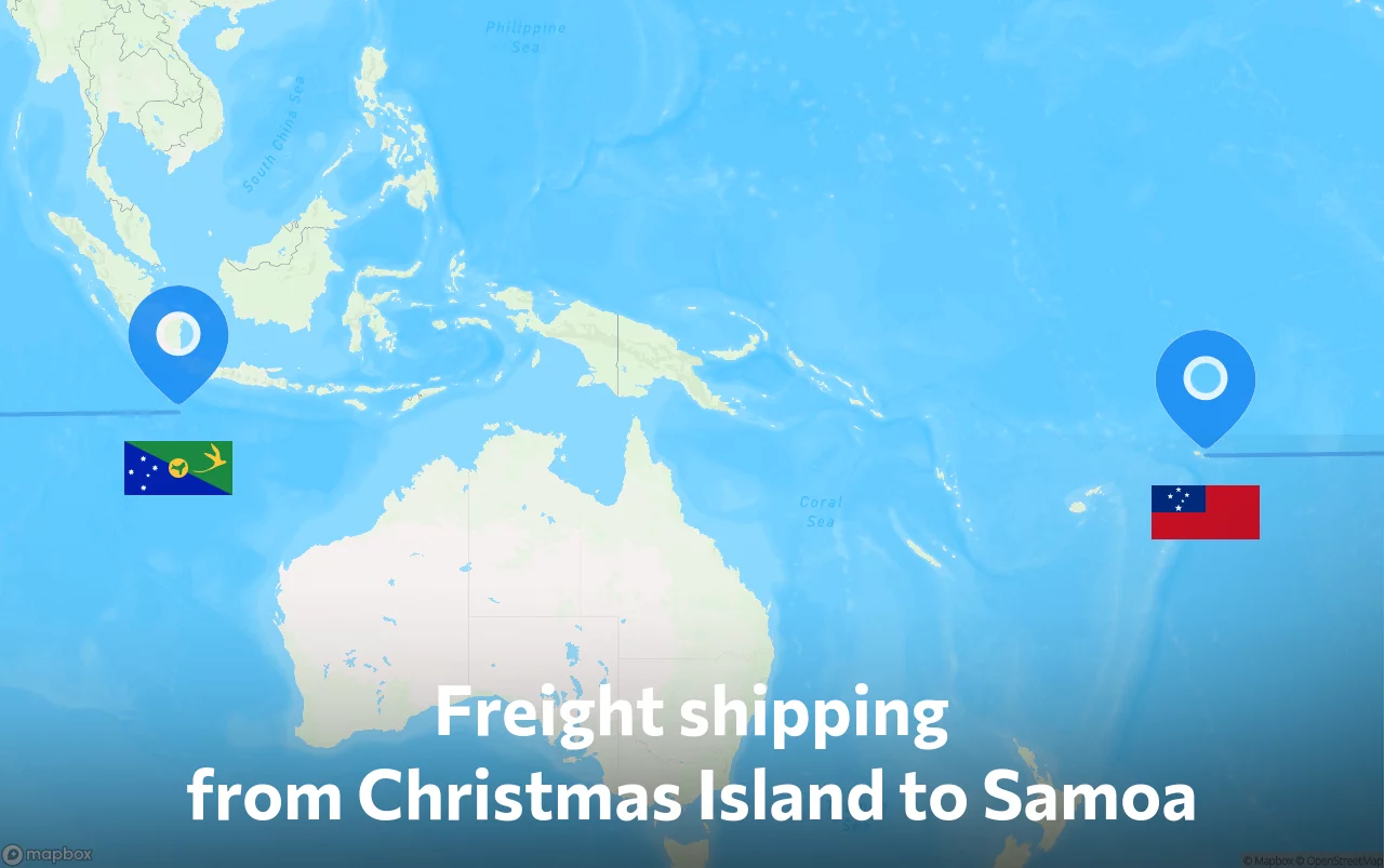 Shipping route from Christmas Island to Samoa