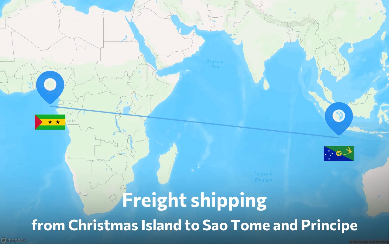 Shipping route from Christmas Island to Sao Tome and Principe