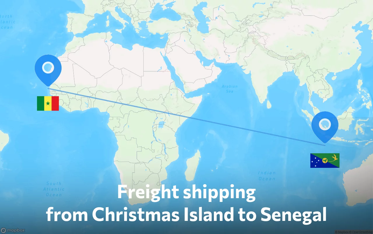 Shipping route from Christmas Island to Senegal
