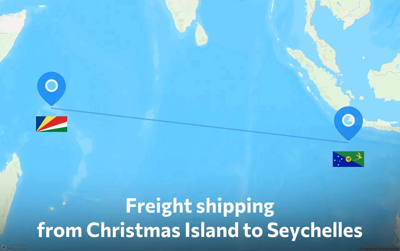 Shipping route from Christmas Island to Seychelles