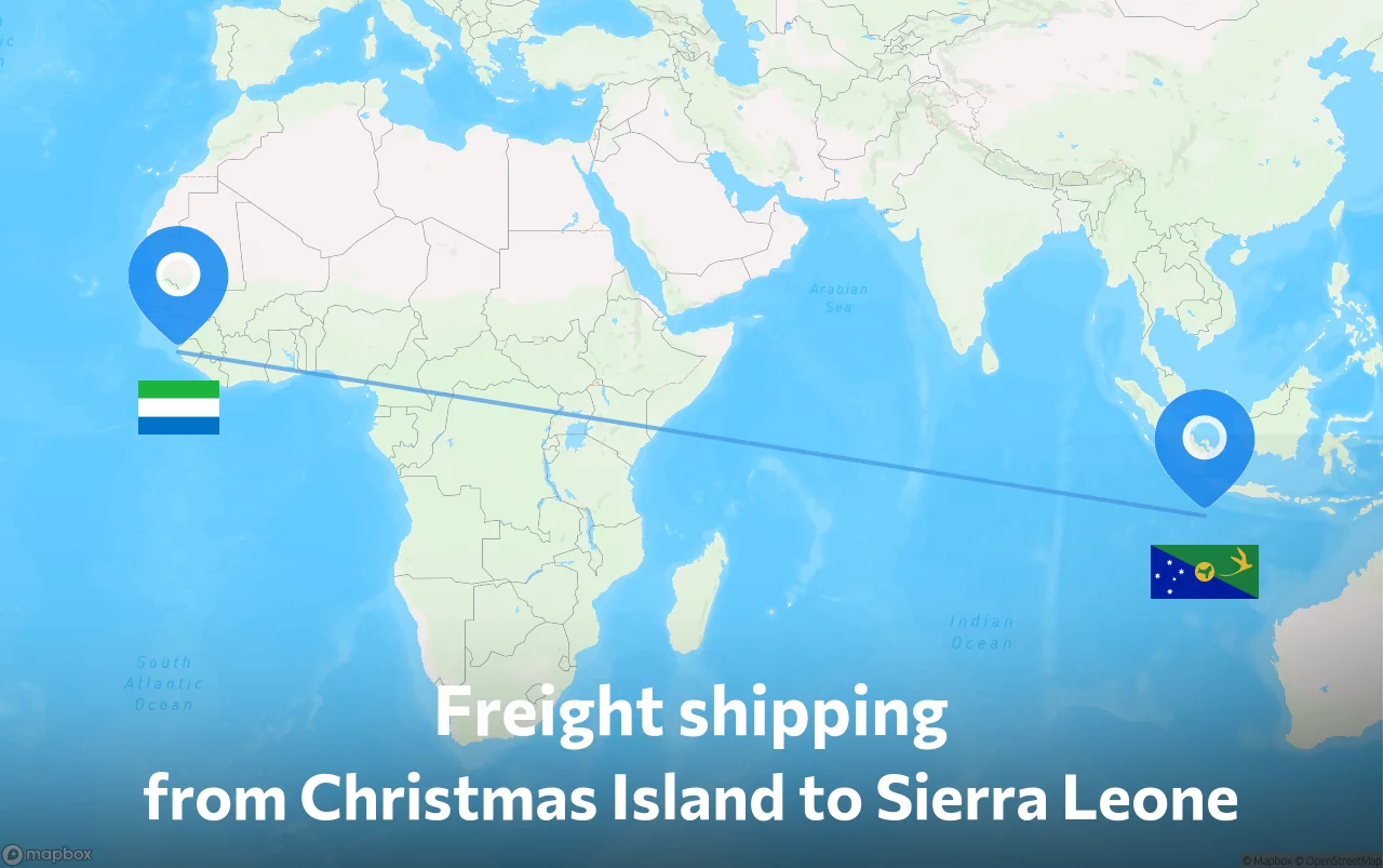 Shipping route from Christmas Island to Sierra Leone