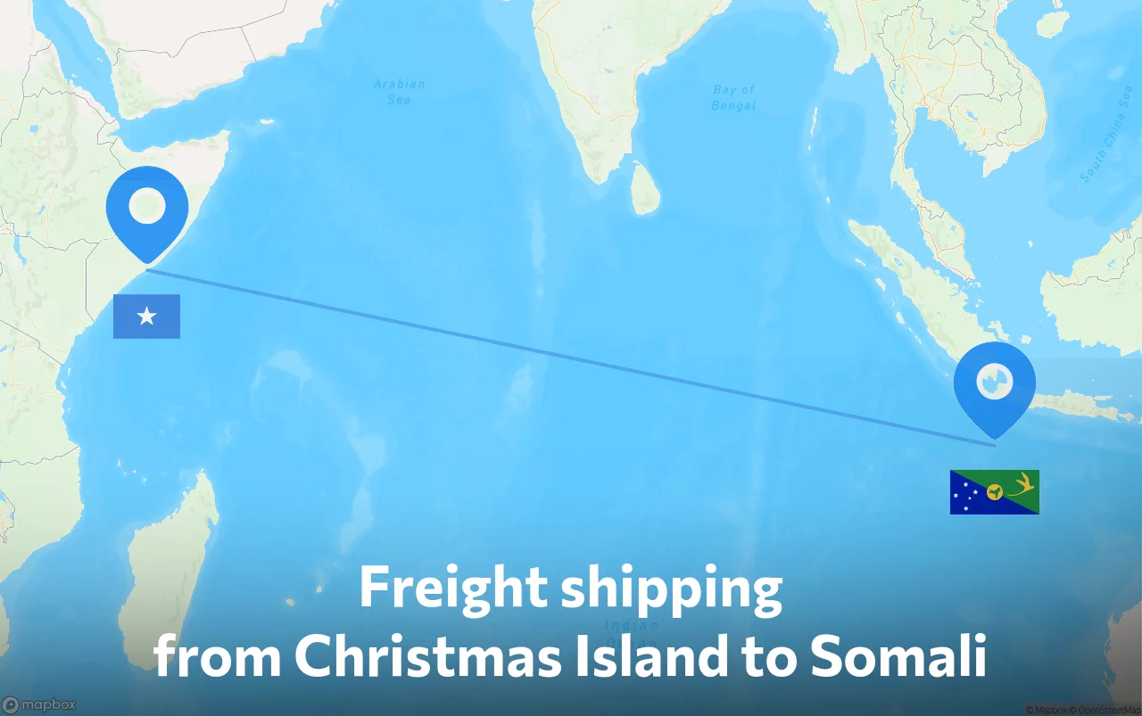Shipping route from Christmas Island to Somali