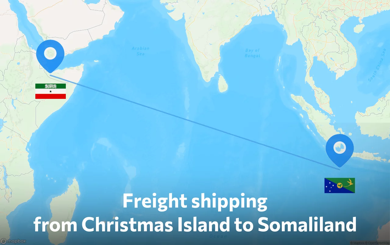 Shipping route from Christmas Island to Somaliland