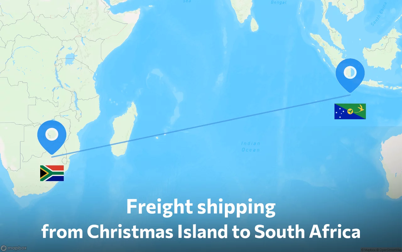Shipping route from Christmas Island to South Africa