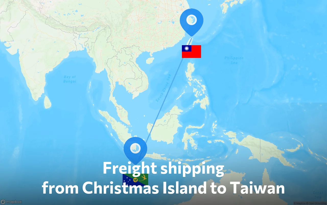 Shipping route from Christmas Island to Taiwan