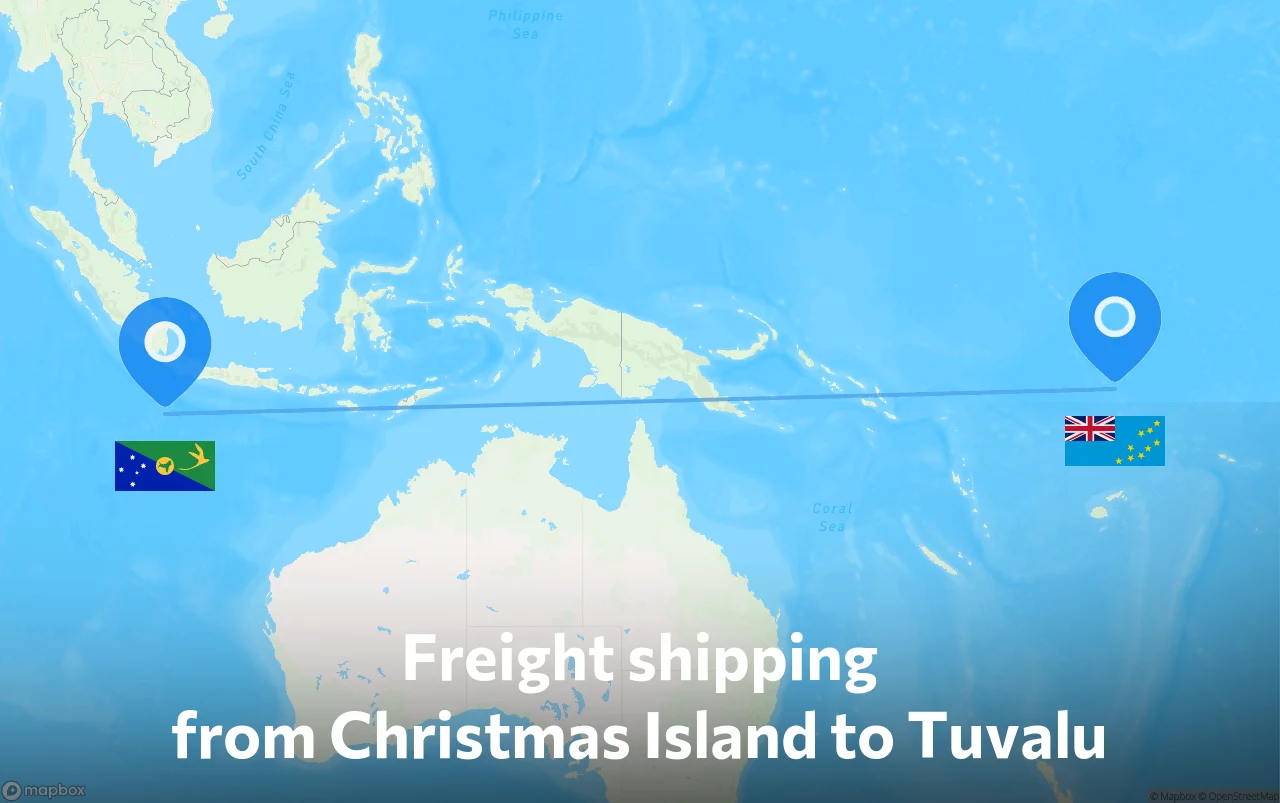 Shipping route from Christmas Island to Tuvalu