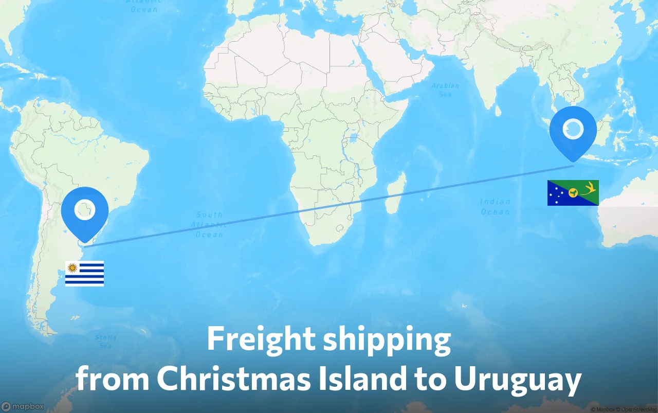 Shipping route from Christmas Island to Uruguay