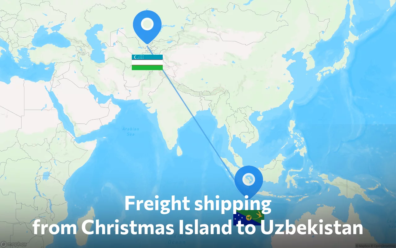 Shipping route from Christmas Island to Uzbekistan