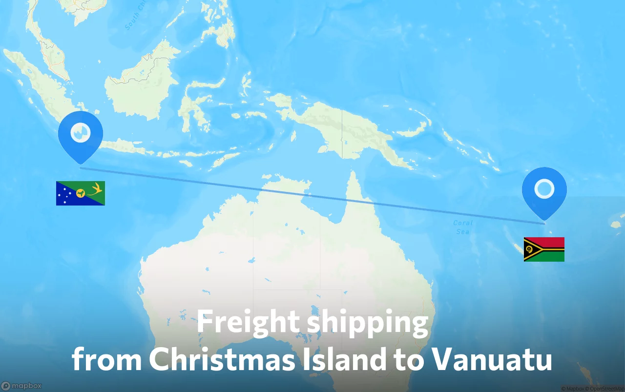 Shipping route from Christmas Island to Vanuatu