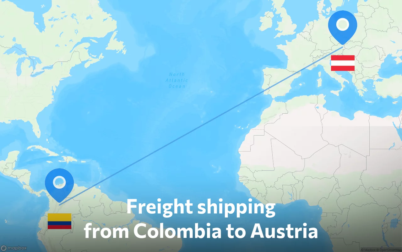 Shipping route from Colombia to Austria
