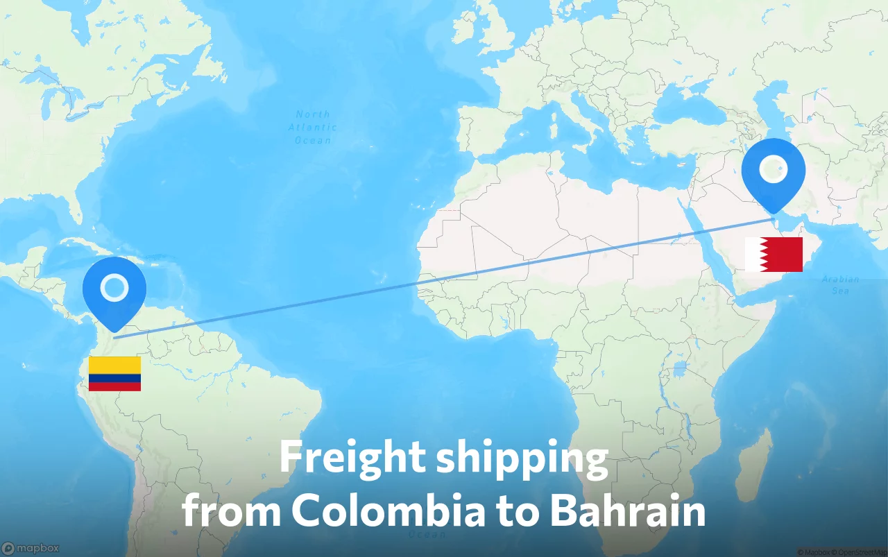 Shipping route from Colombia to Bahrain