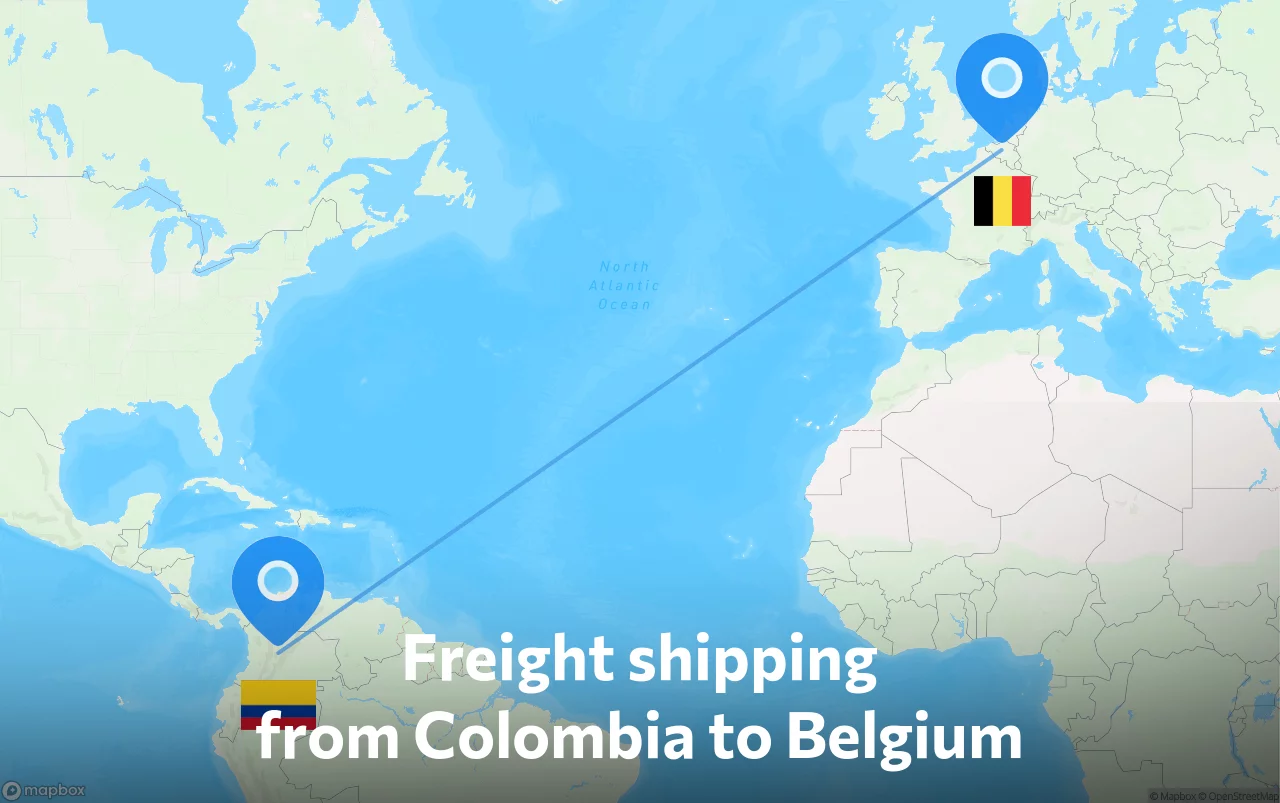 Shipping route from Colombia to Belgium