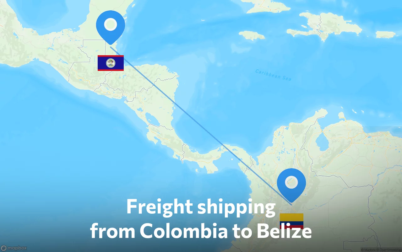 Shipping route from Colombia to Belize