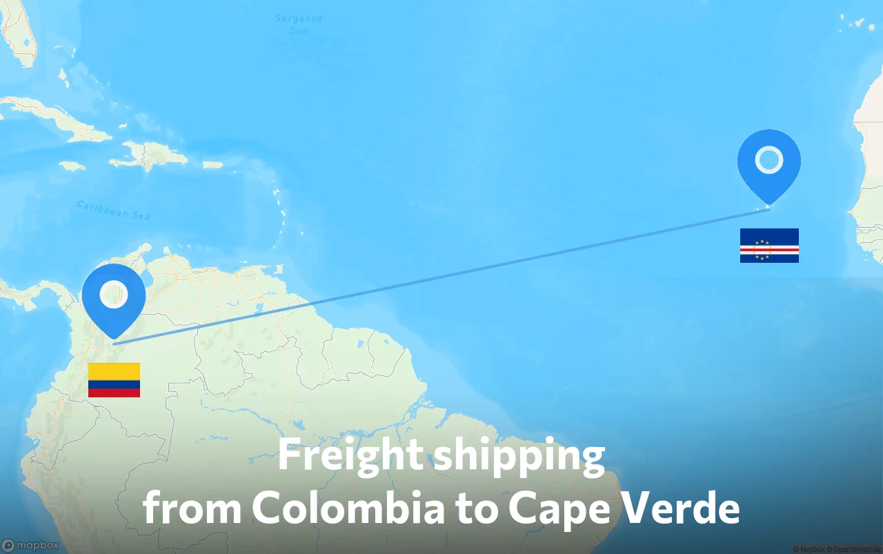 Shipping route from Colombia to Cape Verde