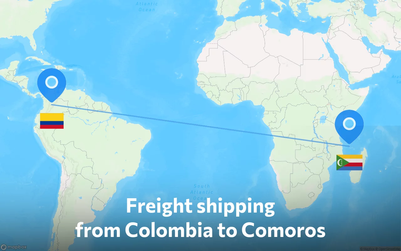 Shipping route from Colombia to Comoros