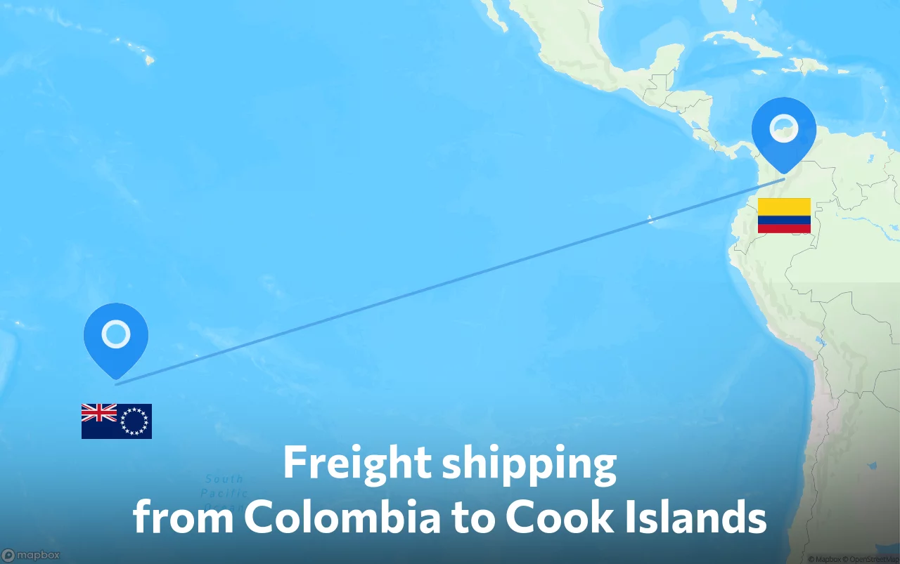 Shipping route from Colombia to Cook Islands