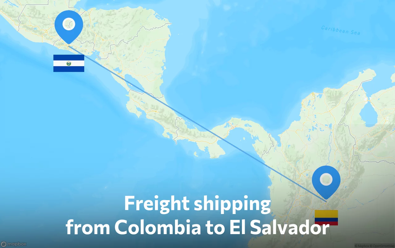 Shipping route from Colombia to El Salvador