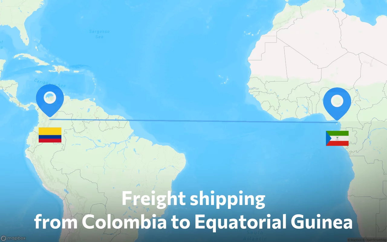Shipping route from Colombia to Equatorial Guinea