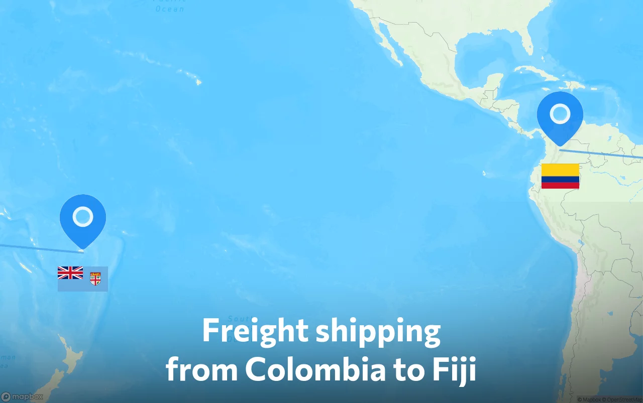 Shipping route from Colombia to Fiji