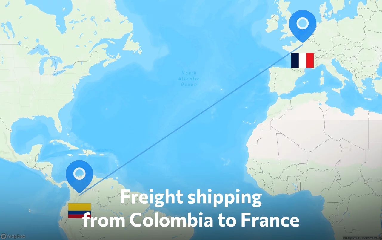 Shipping route from Colombia to France