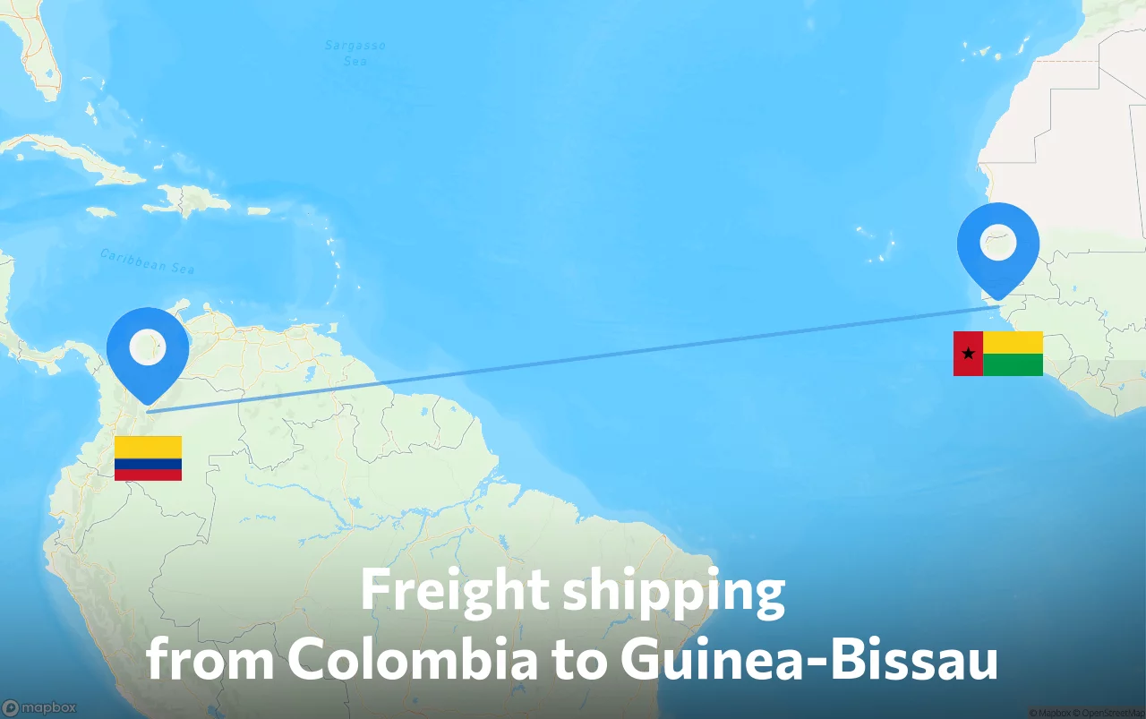 Shipping route from Colombia to Guinea-Bissau