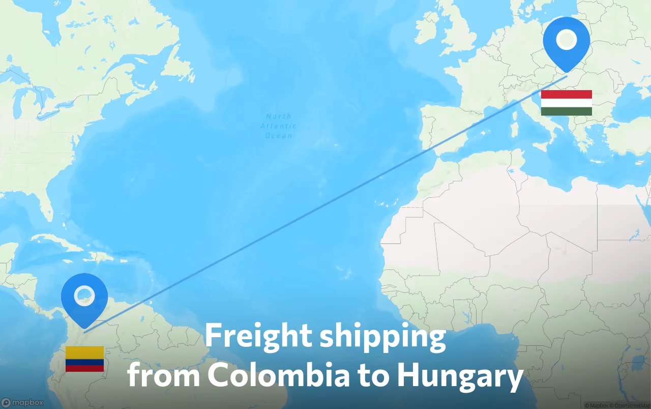 Shipping route from Colombia to Hungary