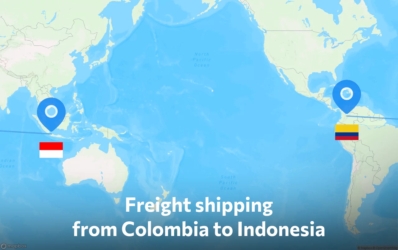 Shipping route from Colombia to Indonesia