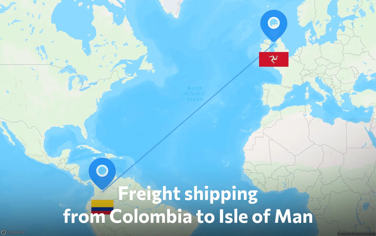 Shipping route from Colombia to Isle of Man