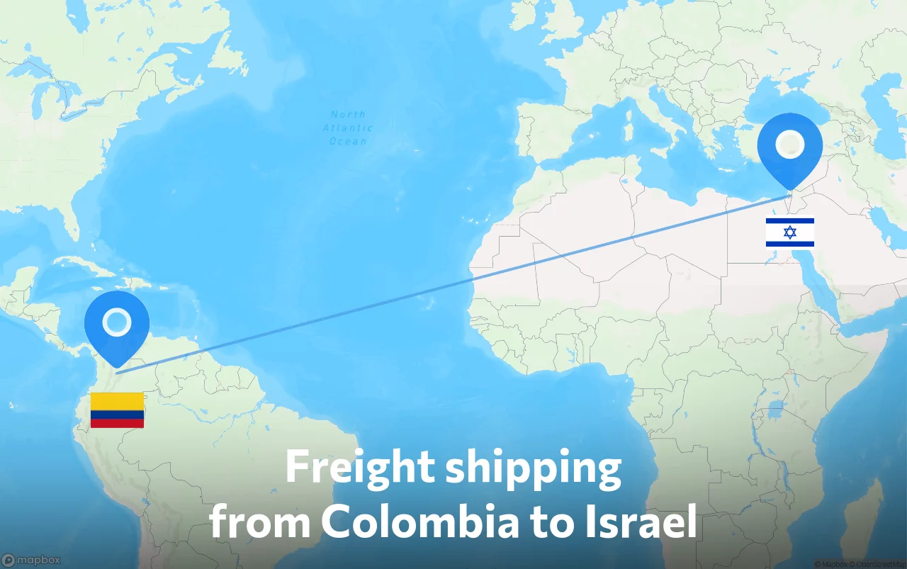 Shipping route from Colombia to Israel