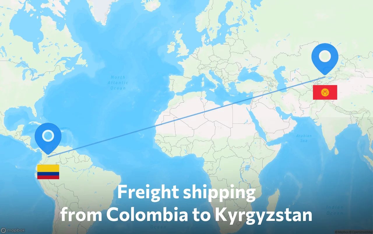 Shipping route from Colombia to Kyrgyzstan