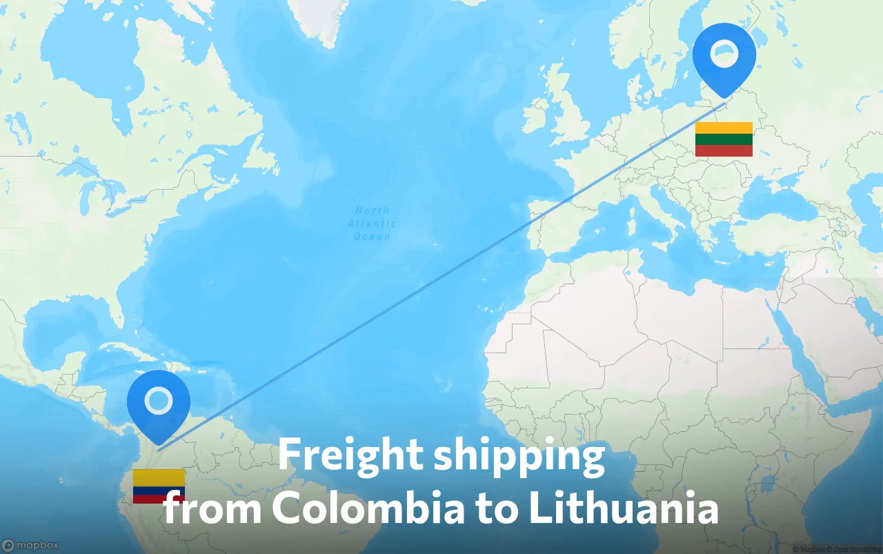Shipping route from Colombia to Lithuania