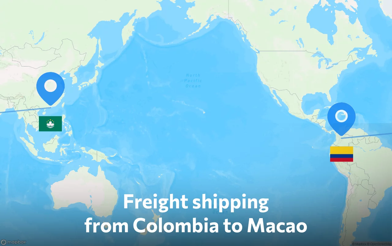 Shipping route from Colombia to Macao
