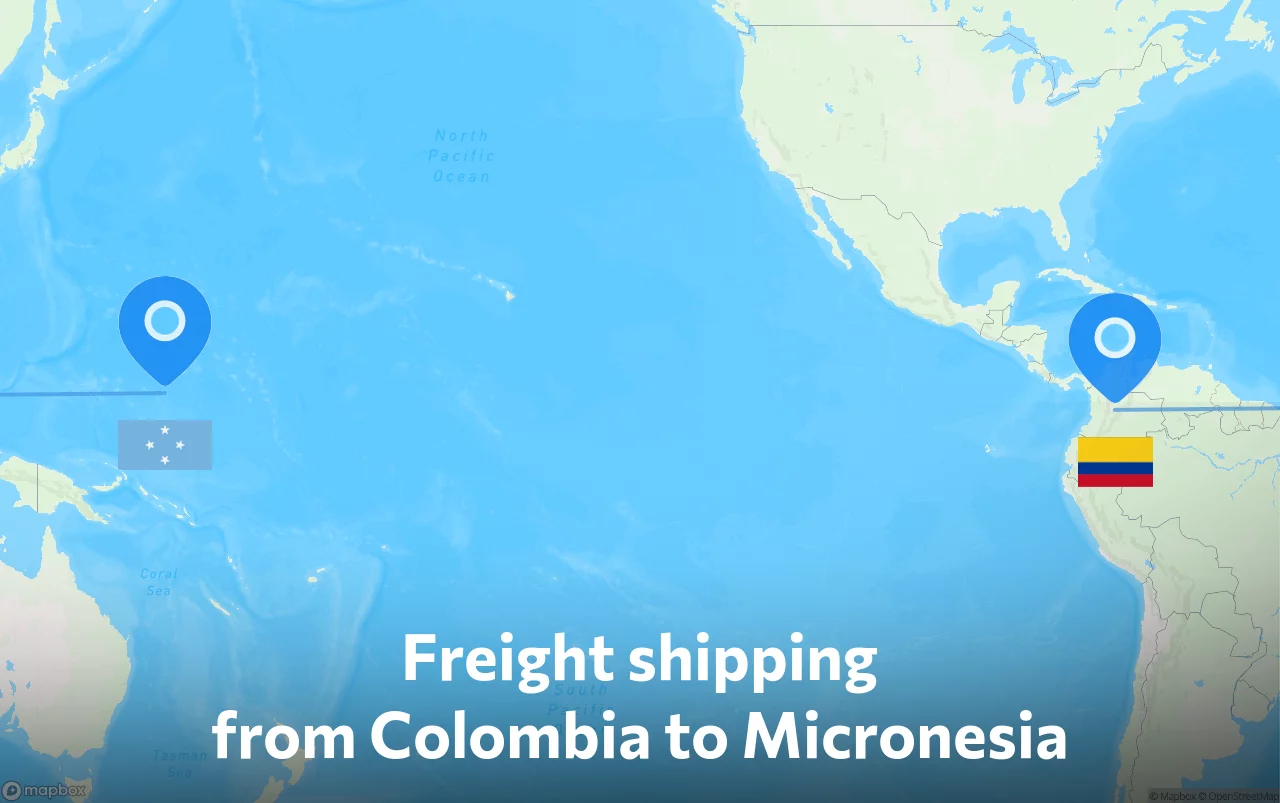 Shipping route from Colombia to Micronesia