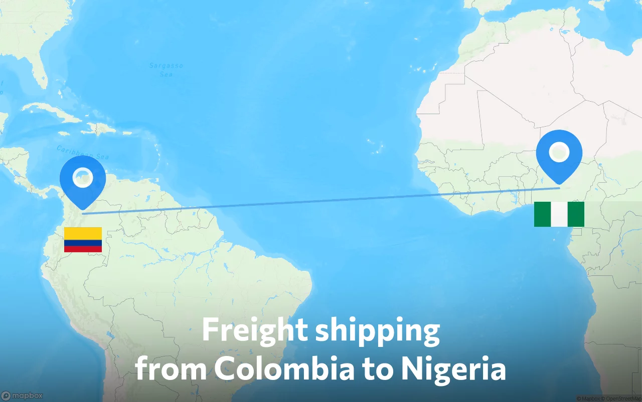 Shipping route from Colombia to Nigeria
