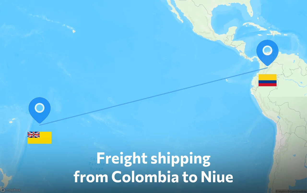 Shipping route from Colombia to Niue