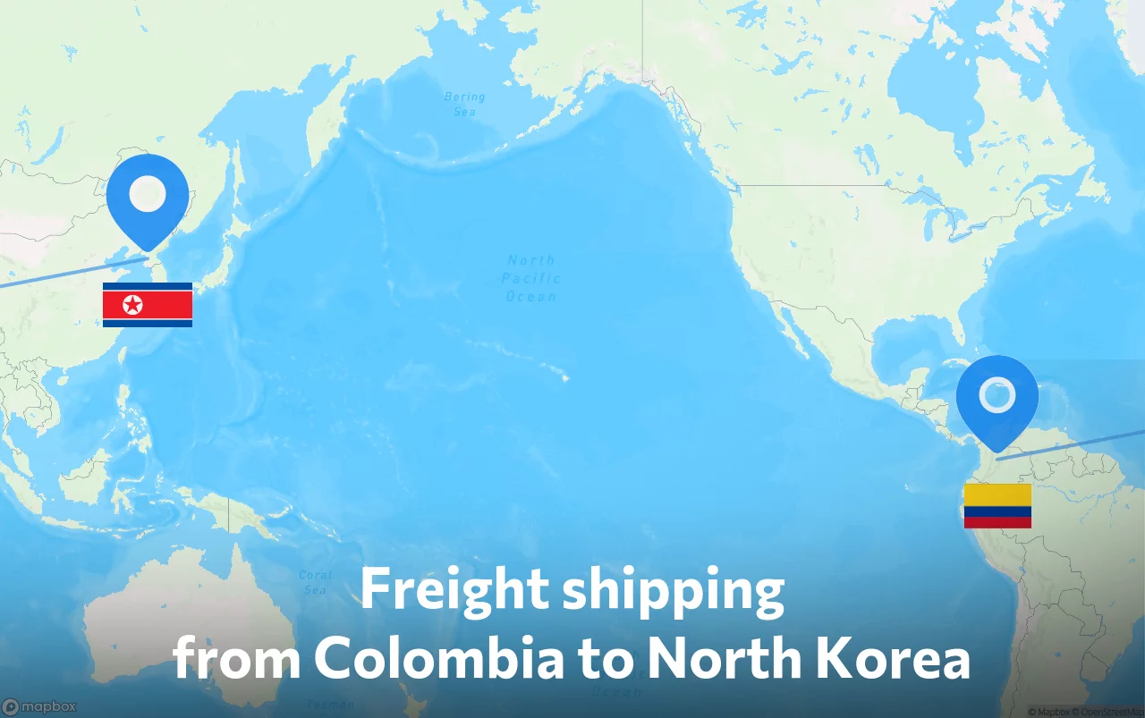 Shipping route from Colombia to North Korea