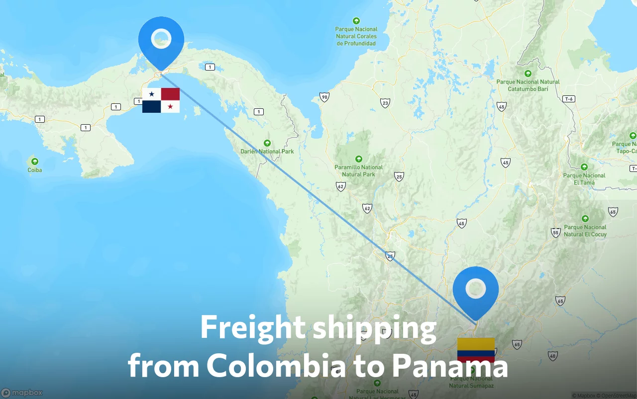 Shipping route from Colombia to Panama