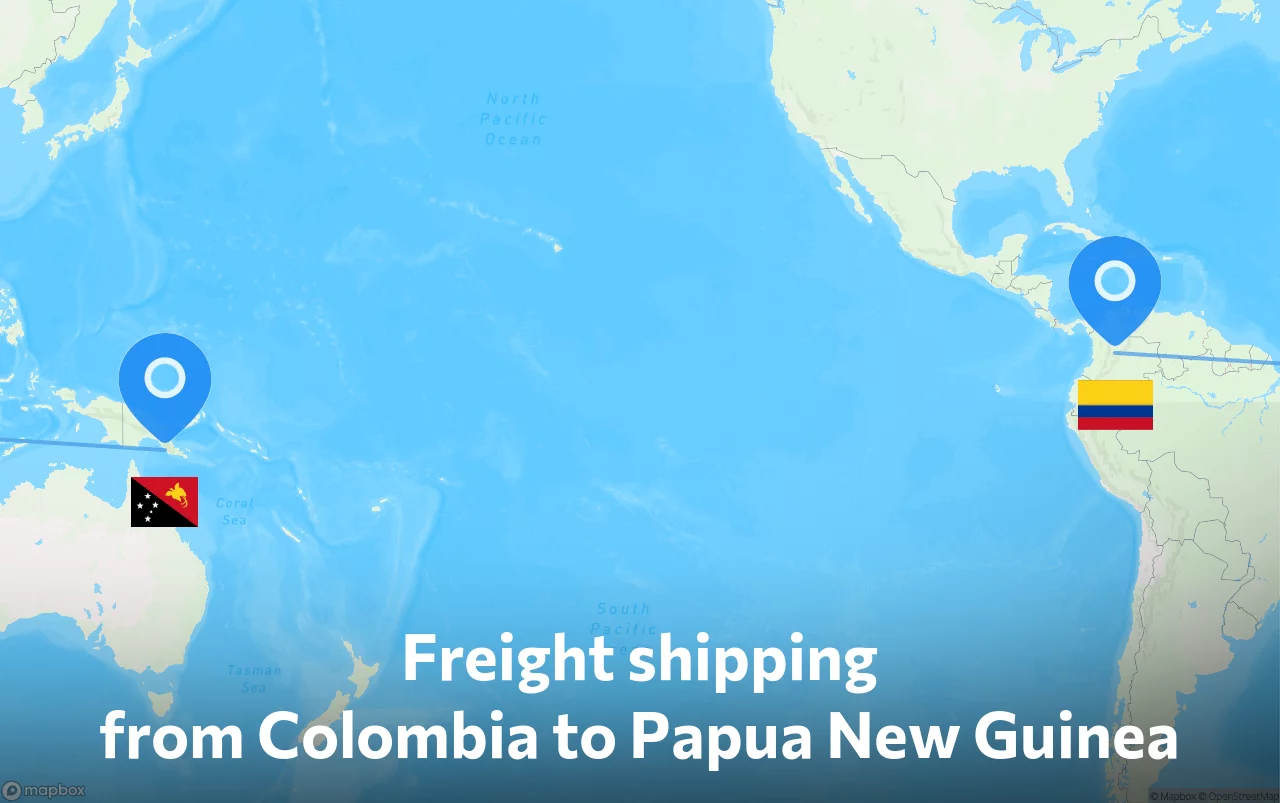 Shipping route from Colombia to Papua New Guinea