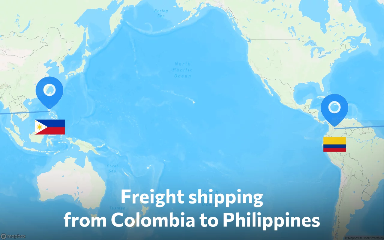 Shipping route from Colombia to Philippines