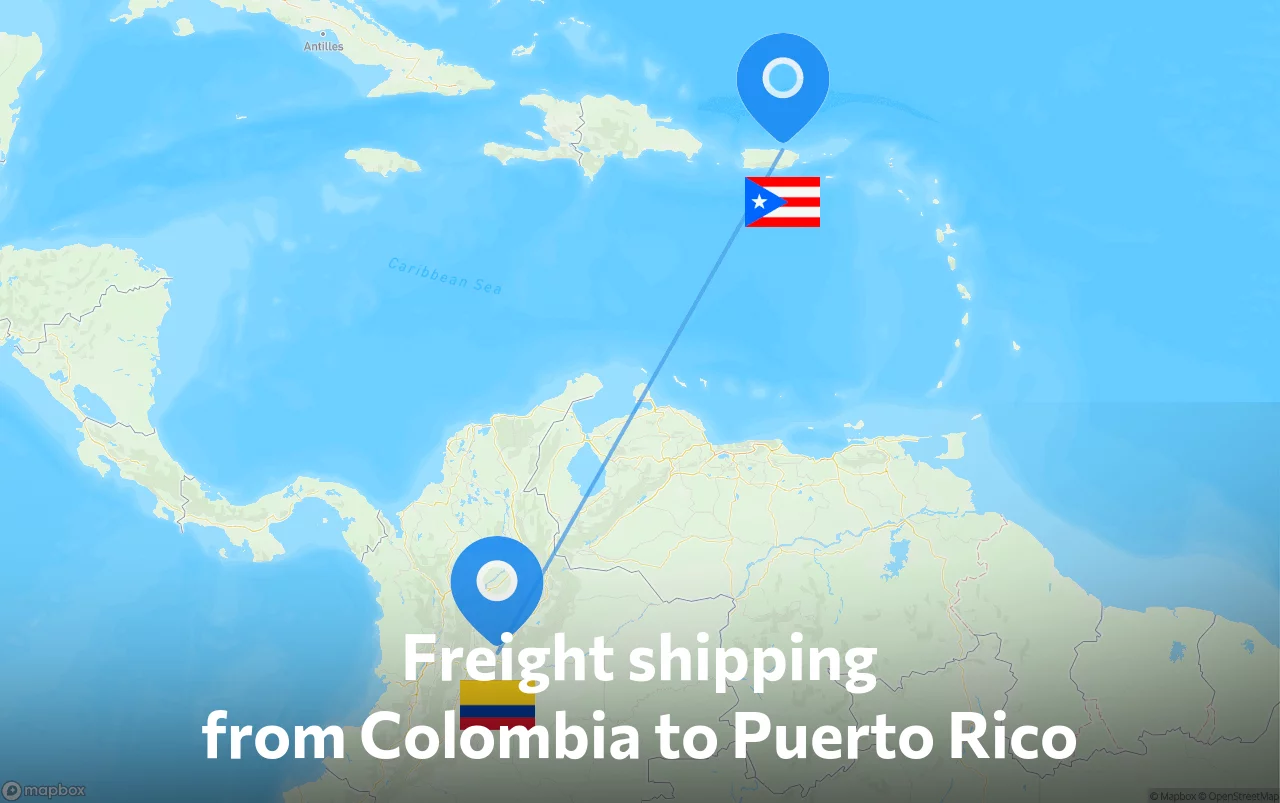Shipping route from Colombia to Puerto Rico