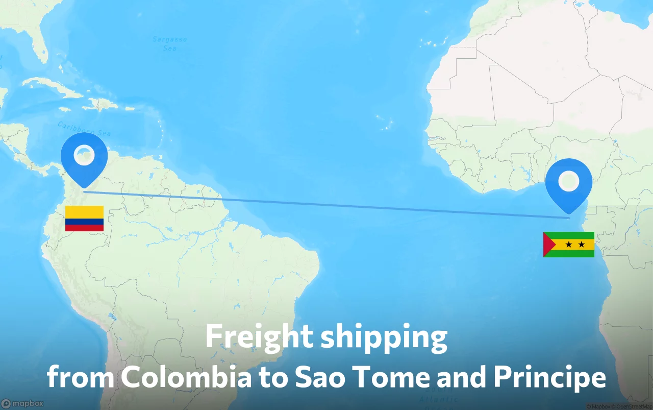 Shipping route from Colombia to Sao Tome and Principe