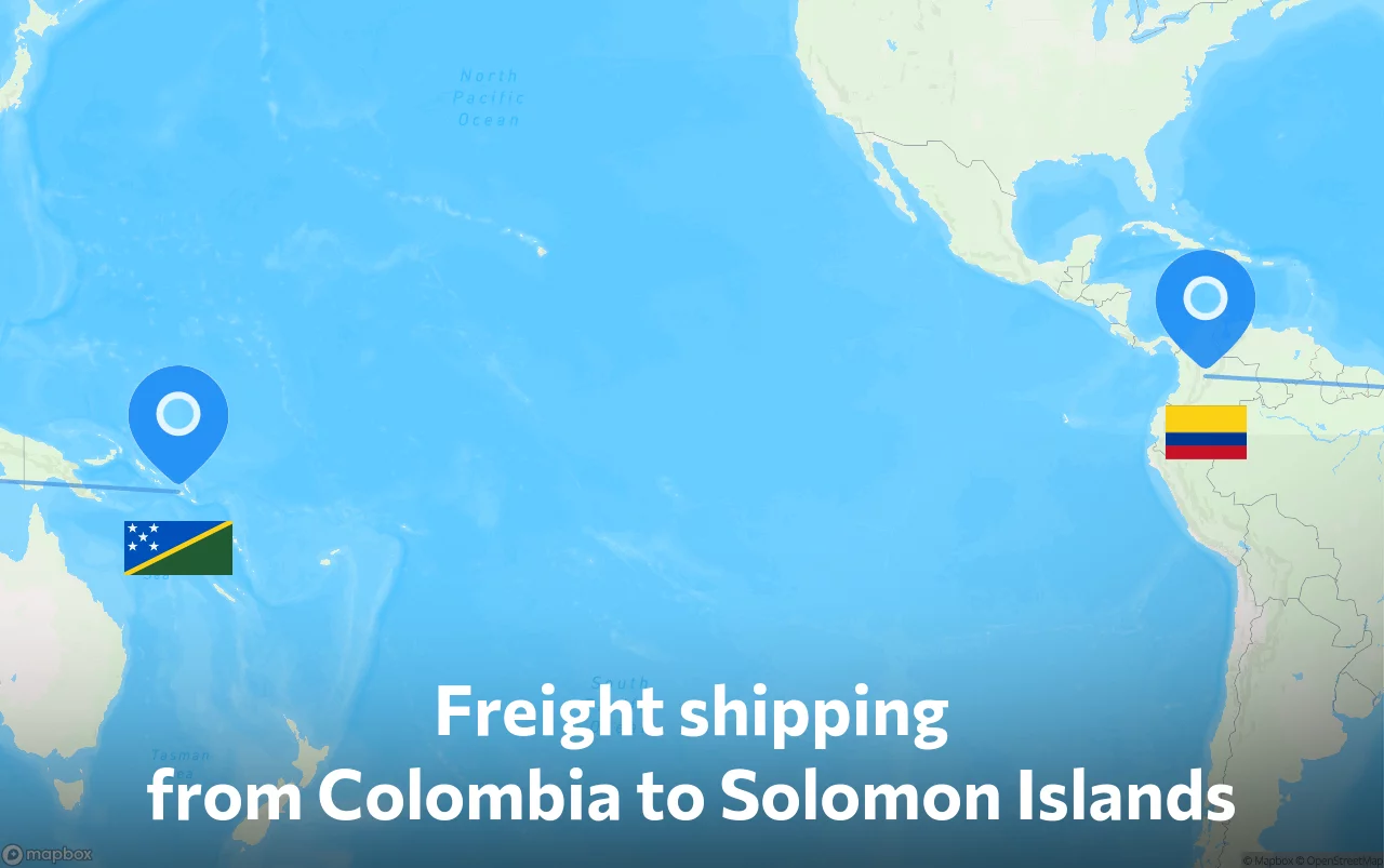 Shipping route from Colombia to Solomon Islands