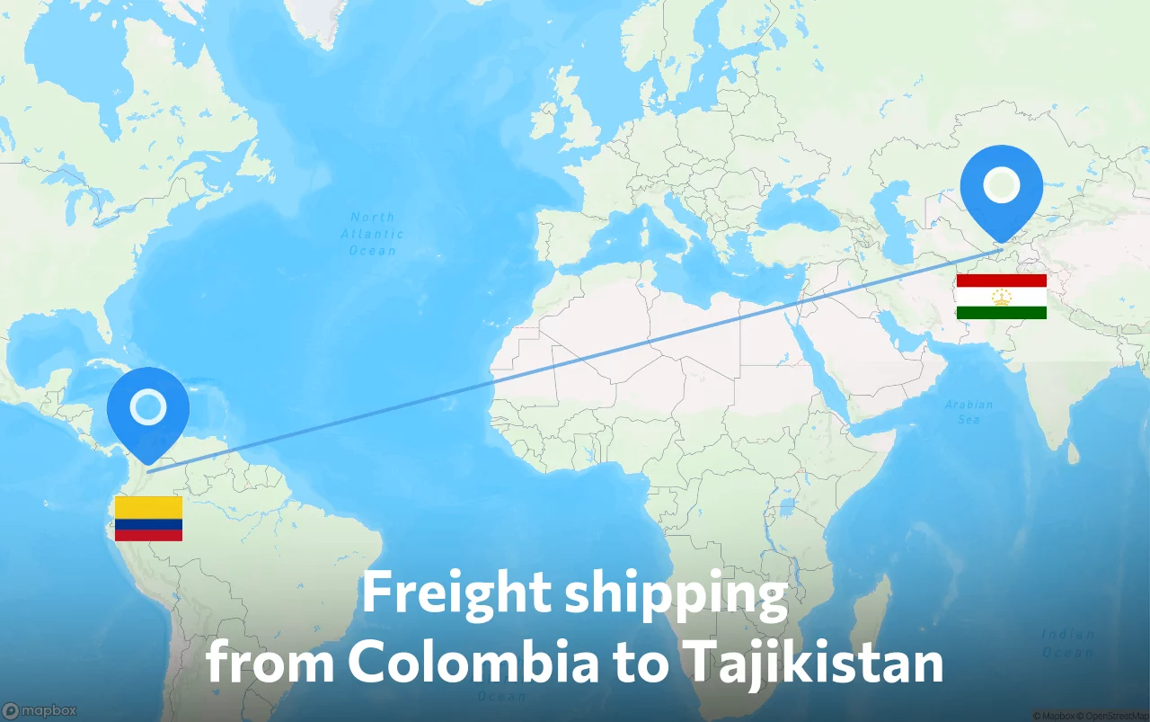 Shipping route from Colombia to Tajikistan