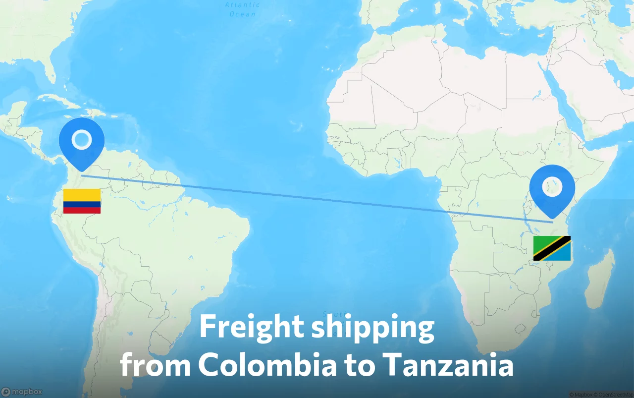 Shipping route from Colombia to Tanzania