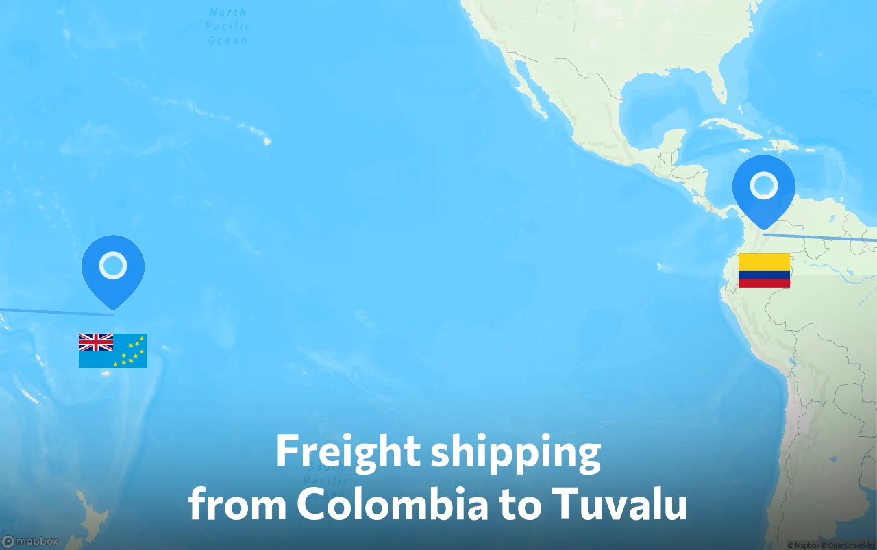 Shipping route from Colombia to Tuvalu