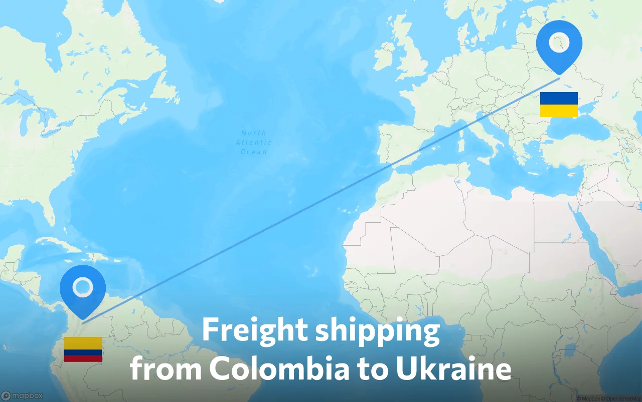 Shipping route from Colombia to Ukraine